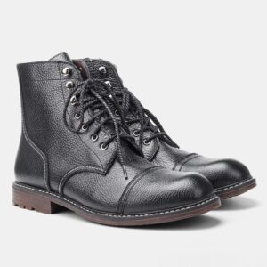 Black leather ankle boots