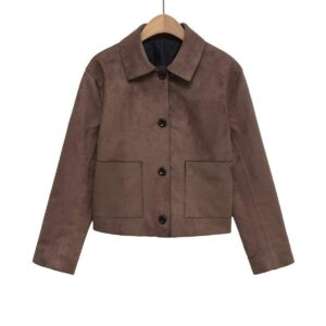 Womens brown suede cropped jacket
