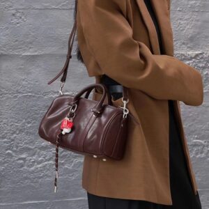 Leather boston style hand bag