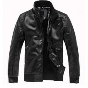 Black leather jacket for men